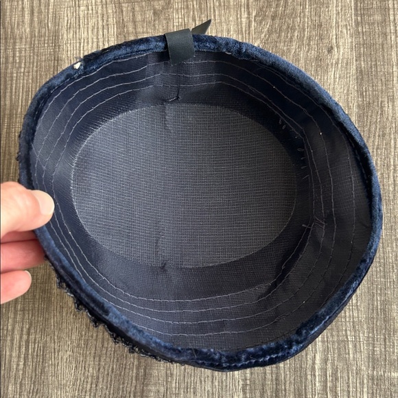 Vintage‎ Navy Blue Hat Tiered Straw Ruffles w/Felt Detail Church-Art Women’s - Picture 9 of 14